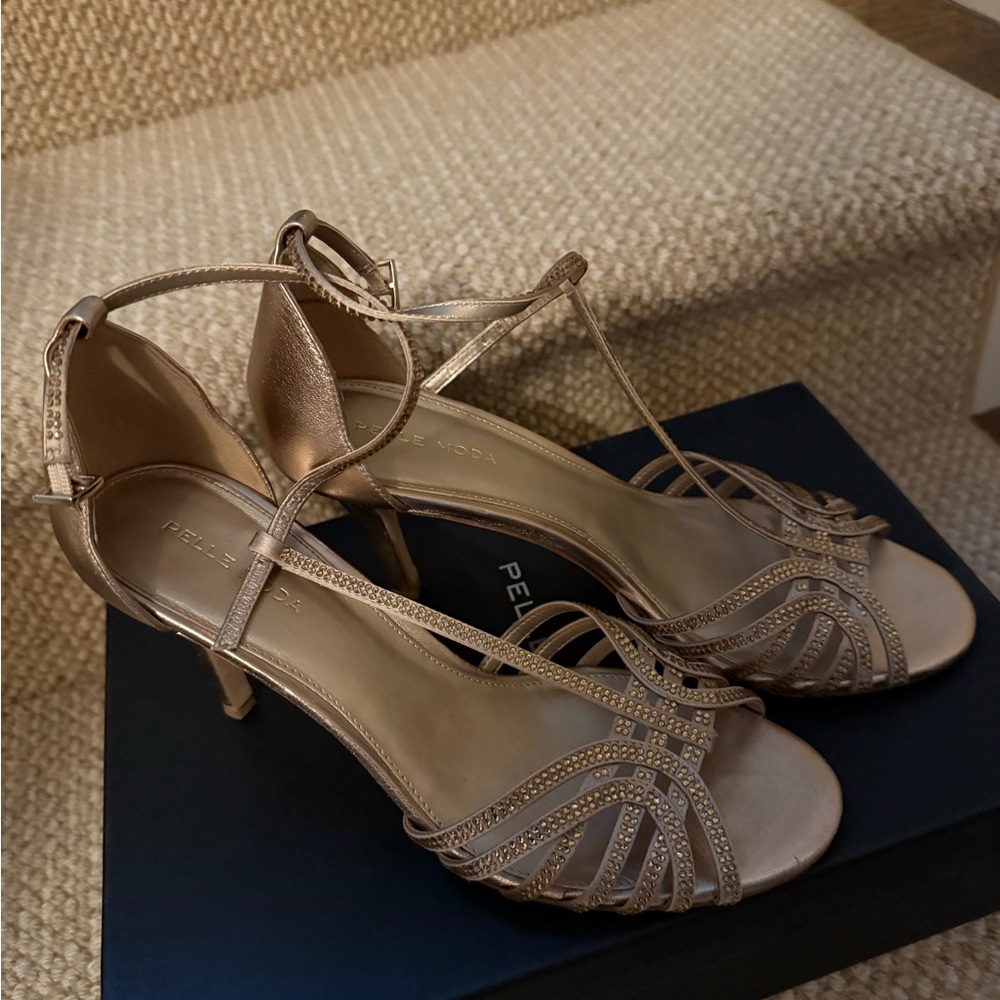 Pelle Moda Gold Strappy Heels